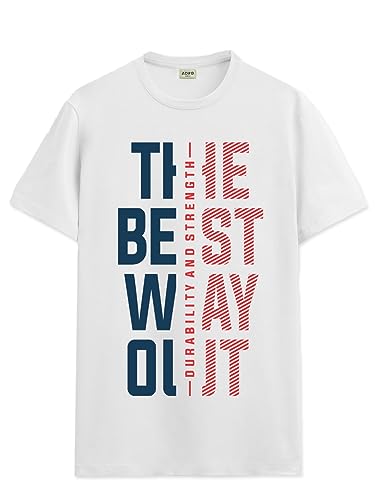 ADRO Motivational Quote Printed T-Shirt for Men - 100% Cotton, Regular Fit, Soft Breathable Fabric. (RN23-M-BEST-WH_White_XL)