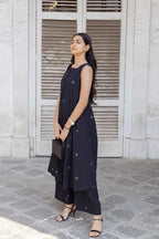 ANNI DESIGNER Womens Rayon Viscose A-Line Printed Kurta with Palazzo (Rawana Black_XXL_Black_XX-Large)