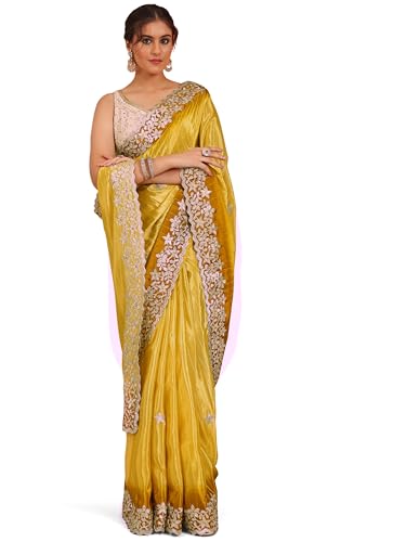 Libas Womens Embellished Crepe Saree With Blouse Piece