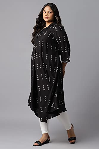 W For Woman Women'S Viscose Rayon A-Line Kurta With Asymmetric Hemline