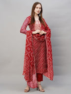 ANNI DESIGNER Womens Cotton Blend Straight Printed Kurta with Pant & Dupatta (DOREMI-RED-BHN_3XL_Red_XXX-Large)