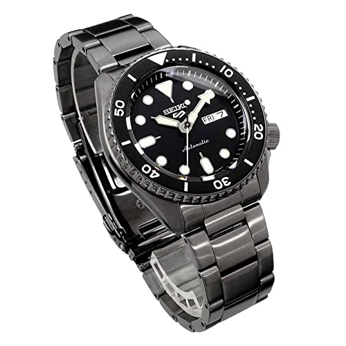 SEIKO SRPD65 Automatic Watch for Men - 5 Sports - Black Dial, Day/Date Calendar, LumiBrite Hands and Markers, and Rotating Bezel