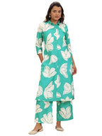 Libas Womens Printed Rayon Straight Kurta With Trousers