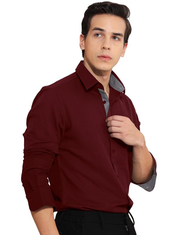 Pinkmint Mens Regular Fit Shirt (Hero_Maroon