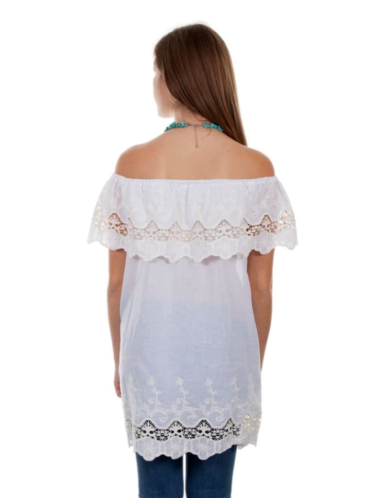 PEASANT BLOUSE CROCHET LACE TONAL EM