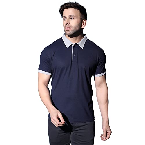 DHRUVI TRENDZ Mens Polycotton Casual Men T-Shirt Regular Fit Western (Dupli-DT-MT-1009_Blue_S)