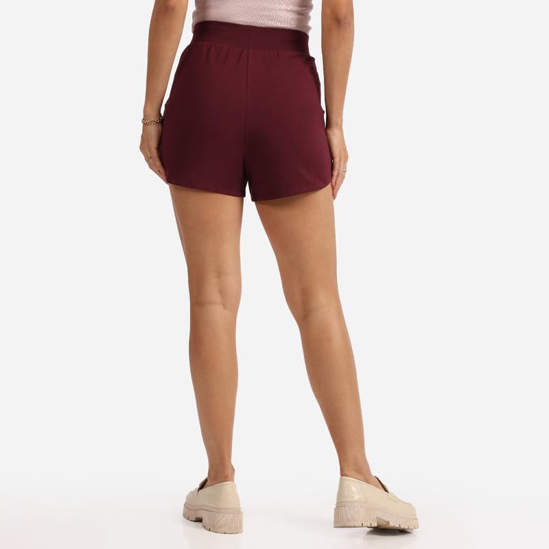 BlissClub Groove-in Cotton Shorts | Cotton Shorts | Side Pockets | Stretchy |Curved Hem