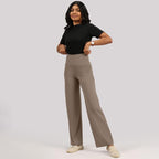 BlissClub Ultimate Sculpt Wide - Legged Pants, Ribbed Waistband, Wide Silhouette, 2 Zippered Pockets