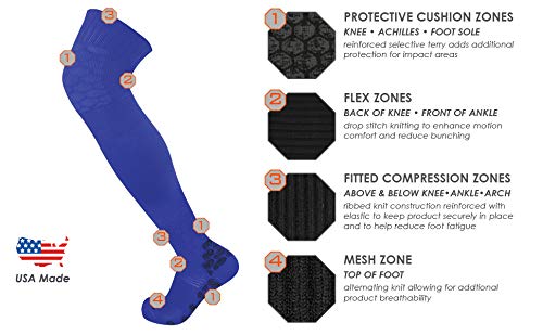 TCK Defender Over the Knee Football Socks (Black, Large)