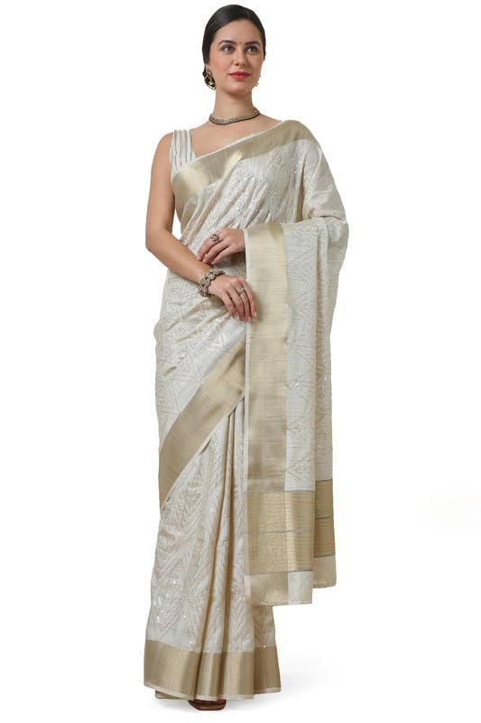 Soch Women Embroidered Tussar Saree with Sequins