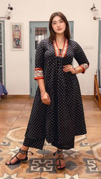 ANNI DESIGNER Womens Rayon Blend Anarkali Printed Kurta with Pant (Karidos Black-VKS01_S_Black_Small)