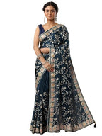 Libas Embroidered Satin Saree For Women (47747P)