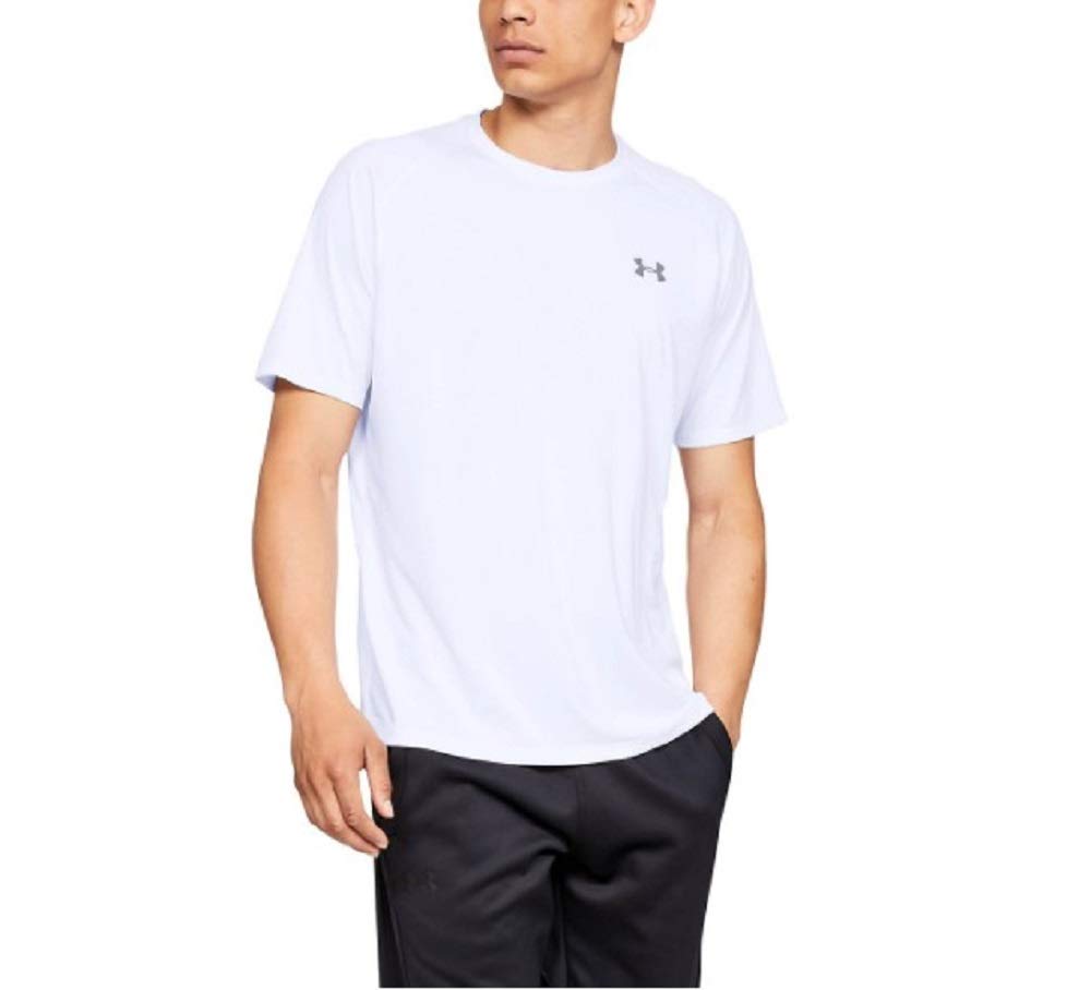 Under Armour Men's Velocity 2.0 Short Sleeve T Shirt, (100) White / / Steel, Large