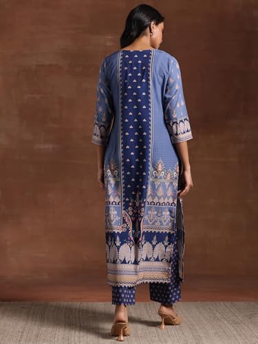 Libas Womens Printed Crepe Straight Kurta With Trousers