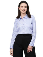 Style Quotient Women Solid Blue Chambray Formal Shirt