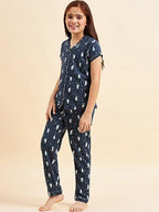 Sweet Dreams Girls Printed Front Open Pyjama Set