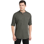 Turtle Men Pure Cotton Solid Kurta Shirts DarkGreen