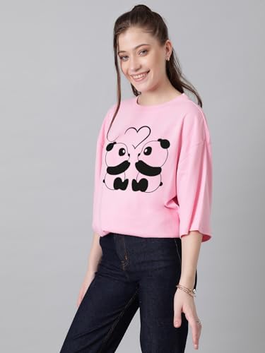 KOTTY Womens Cotton Blend Printed Oversized T-Shirts