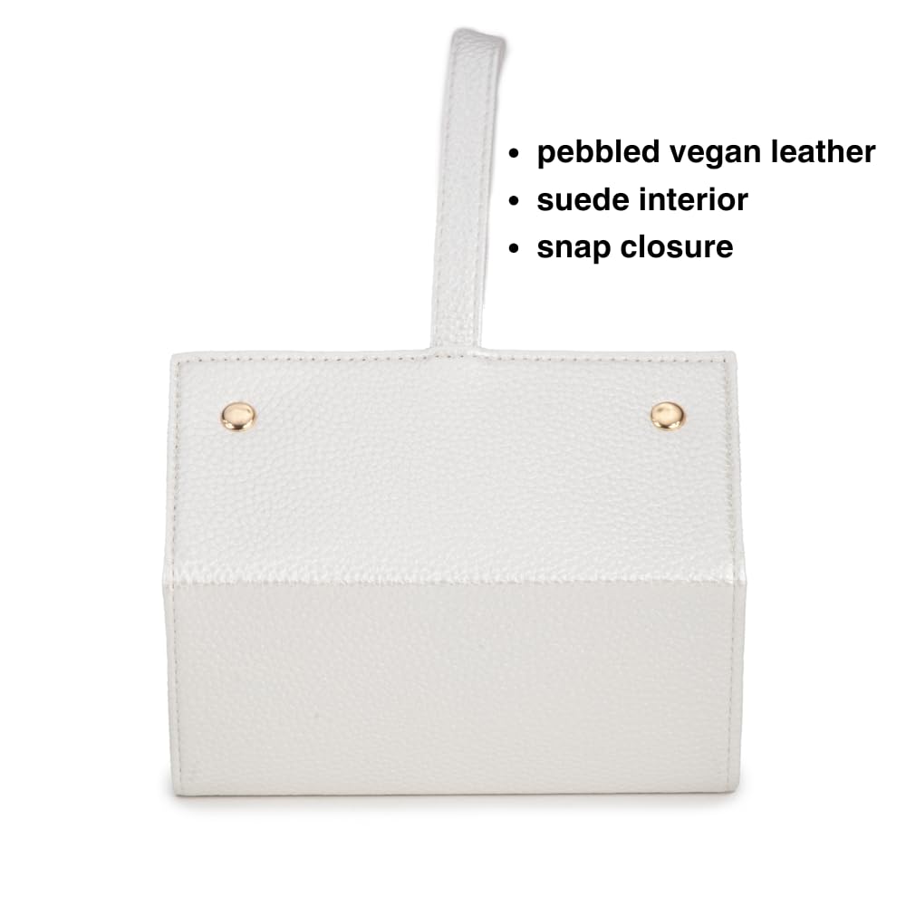 Brouk & Co Leah 5 Eyewear & Jewelry Case - Pebbled Vegan Leather, Foldable Case, Snap Closure, Hanging Loop, Interior Mirror, 5