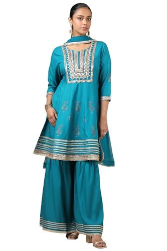 Soch Women Rayon Floral Print Suit Set with Sequins