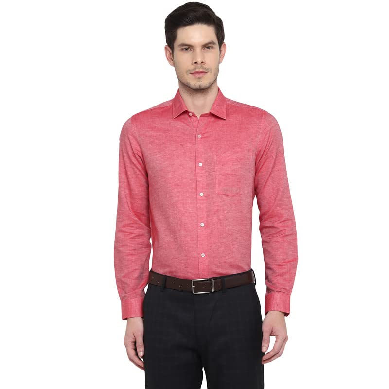 Turtle Men Red Cotton Linen Slim Fit Shirts