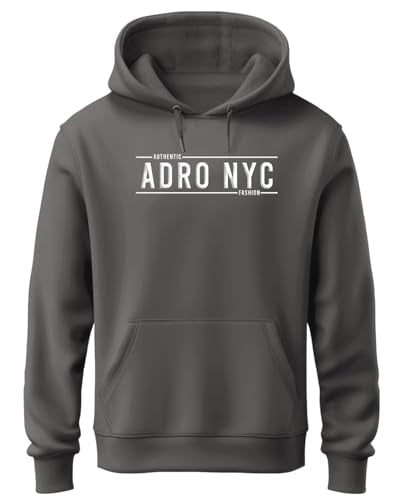 ADRO Men's Cotton Neck Hooded Sweatshirt (H24-ADRO-SG_Steel Grey
