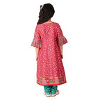Fabindia Girl'S Cotton Silk Printed Regular Kurta Set (1028676Magenta_Magenta