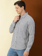 Thomas Scott Mens 100% Cotton Full Sleeves Slim Fit Solid Casual Shirt Dark Navy