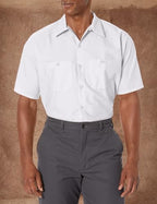 Red Kap Mens Standard Industrial Work Shirt, Regular Fit, Short Sleeve, White, 5X-Large