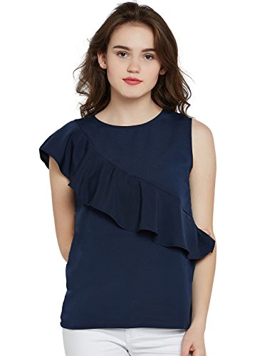 Miss Chase WomenS Plain Regular Fit Shirt (Mcss17Tp03-32-71-03_Navy Blue_Small)