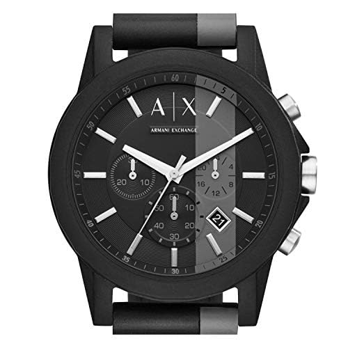 A|X ARMANI EXCHANGE Men's Chronograph Black & Gray Silicone Strap Watch (Model: A|X1331)