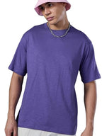 Bewakoof Air 1.0 Mens Solid Oversized Fit Half Sleeve Round Neck Cotton T-Shirt_620677_Blue_XL