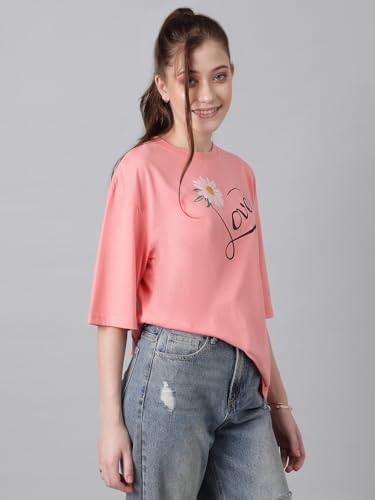 KOTTY Womens Cotton Blend Printed Oversized T-Shirts