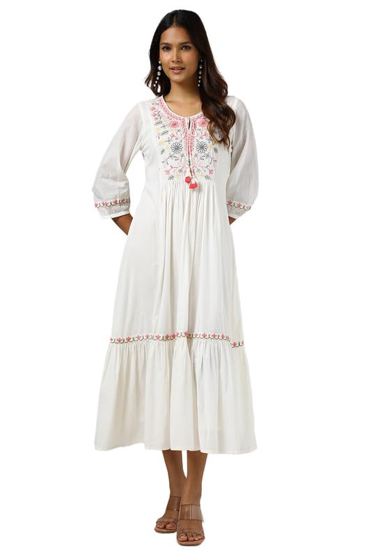 Soch Women Cotton Embroidered Dress with Thread Work