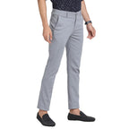 Turtle Men Cotton Stretch Grey Printed Narrow Fit Flat Front Casual Trouser