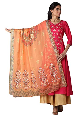 Orange Printed Chiffon Kurta
