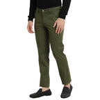 Turtle Men Cotton Stretch Dark Green Solid Ultra Slim Fit Casual Trouser