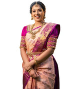 Flosive Ayn WomenS Present Banarasi Soft Lichi Silk Saree Beautiful Jacquard Rich Pallu Design Work Zari Woven Silk Style Saree