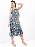 Ketch WomenS Polyester Classic Calf Length Casual Dress (Khj6000055 Blue