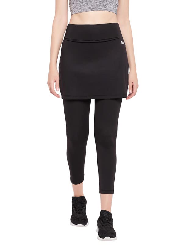 Clovia WomenS Snug-Fit High Rise Active Skirt With Attached Tights (Ab0117P13_Black_Xl)