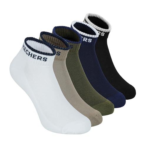 Skechers Men Pack Of 5 Jaquard Half Terry Ankle Socks