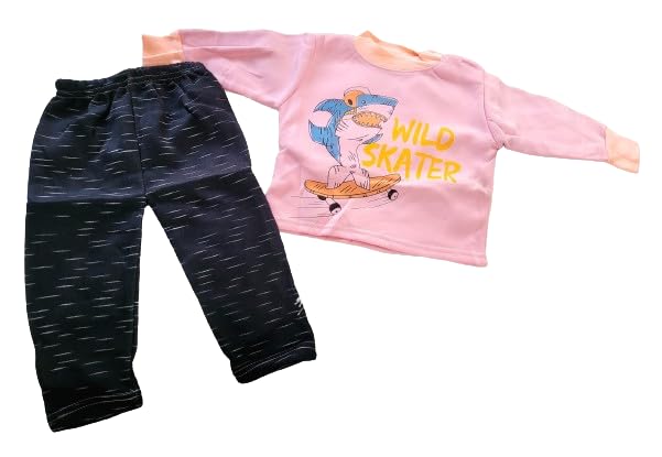Trisav Fleece Pajama Suits for Kids Specially for Winters Pink Shark 06 Month (55) 0-655