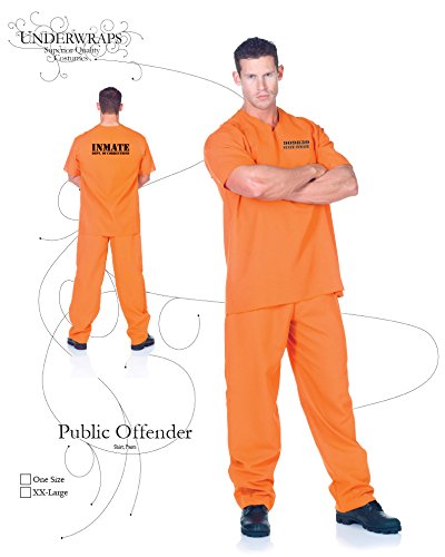 Underwraps Men's Plus-Size Public Offender, Orange, XX-Large