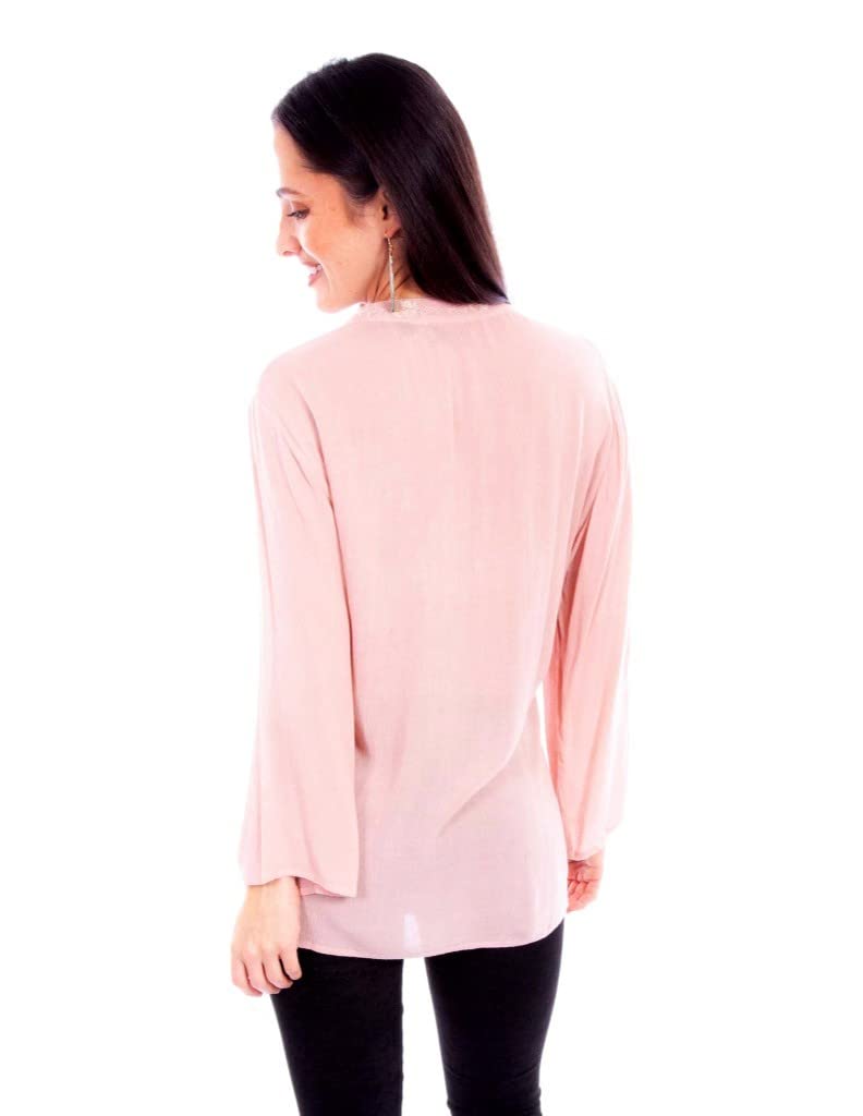 PULLOVER V NECK EMB. L/S BLOUSE
