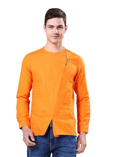 The Indian Garage Co Men'S Cotton Slim Kurta (0721-Sk25L29-07_Orange