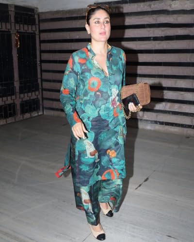 ANNI DESIGNER Womens Chanderi Cotton Straight Printed Co-Ord Set (Kareena Green Co-ord-NKL_L_Green_Large)