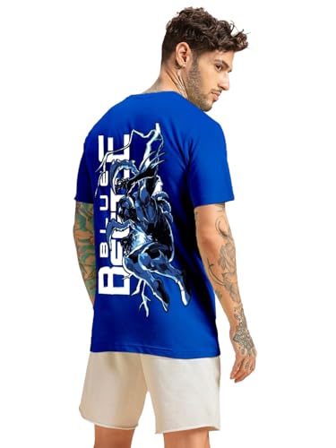 Bewakoof Official Dc Merchandise MenS Graphic Print Regular Fit Half Sleeve Round Neck Cotton T-Shirt_589373_Blue_Xl