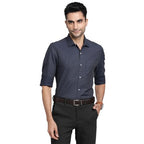 Turtle Men Giza Cotton Regular Fit Checkered Blue Formal Shirt