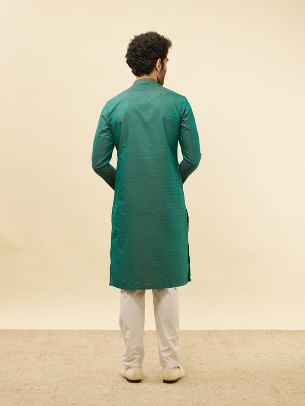 Manyavar Mens Blended Cotton Embroidered Kurta Pyjama Set