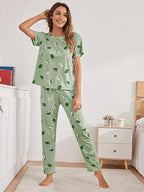 SHIENZY Womens Stylish Avacado Printed Night Suit || T-Shirt & Pyjama for Nightwear Set || Casual Lounge & Sleep Wear for Girls